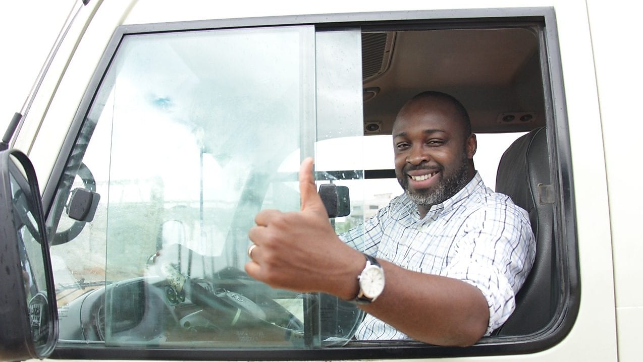 truck driver driving on empty road