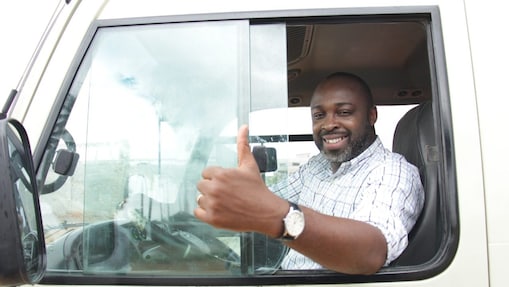 truck driver driving on empty road