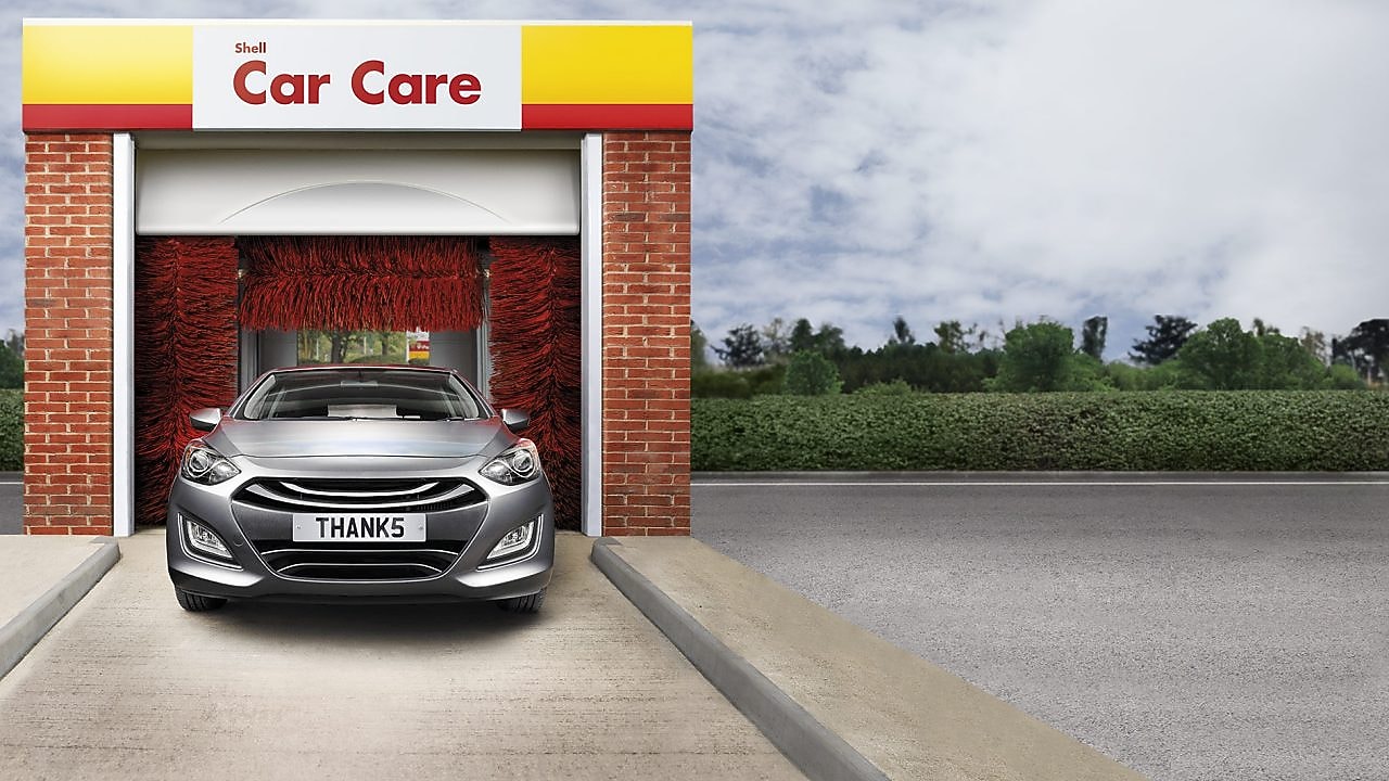 car parked inside Shell car care