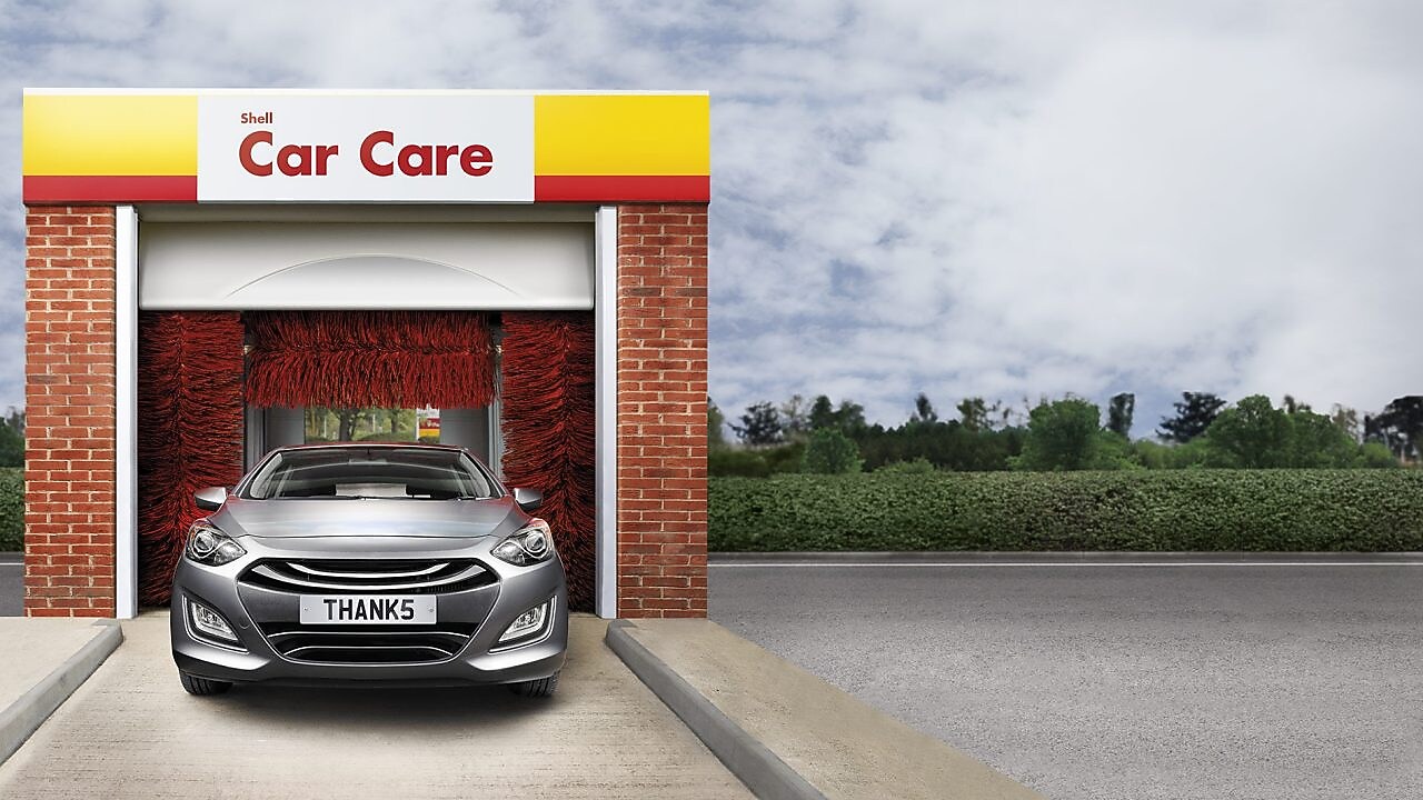 car parked inside Shell car care