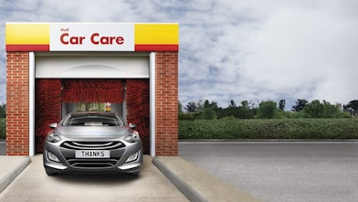 car parked inside Shell car care